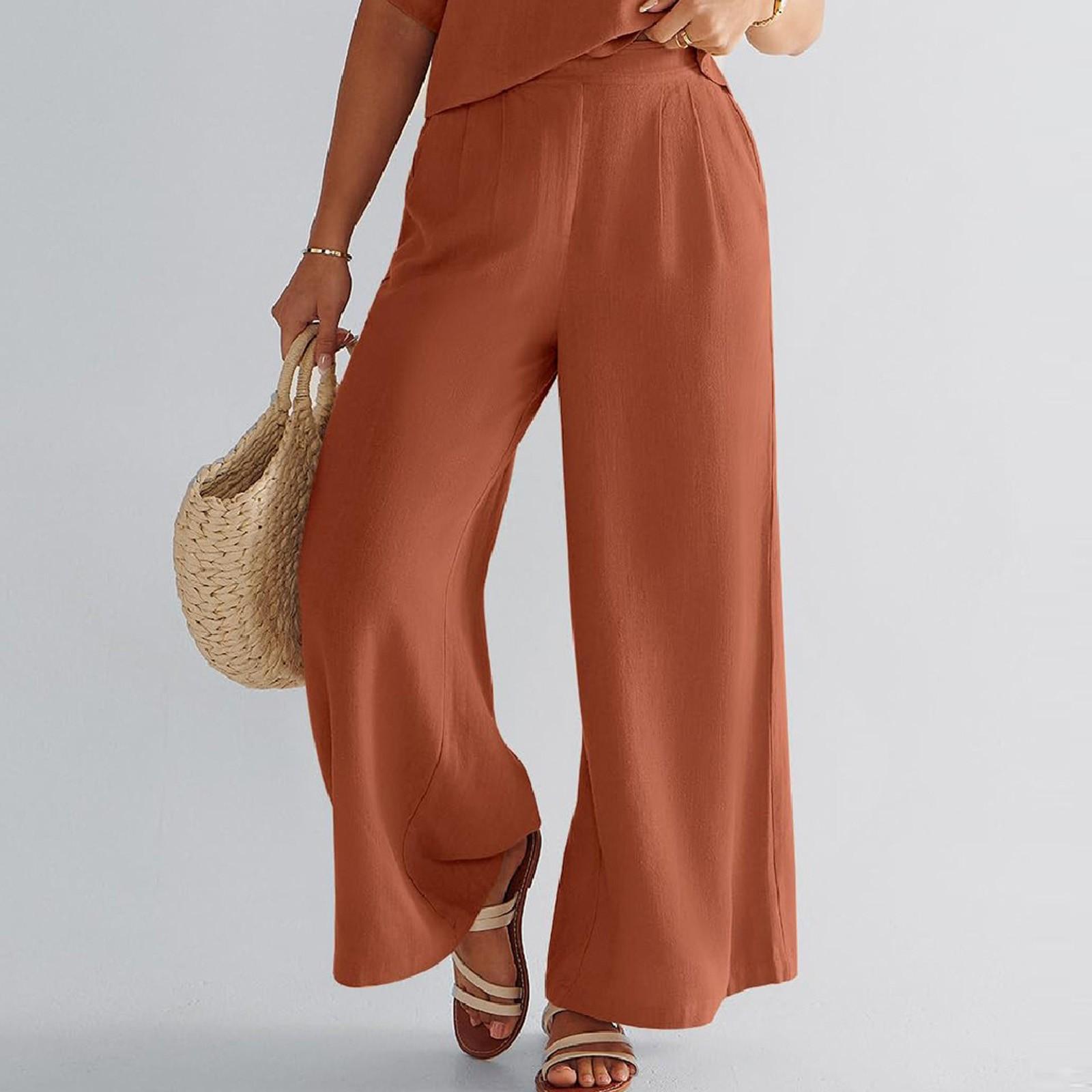 

Женские летние повседневные широкие брюки с карманом XL оранжевый