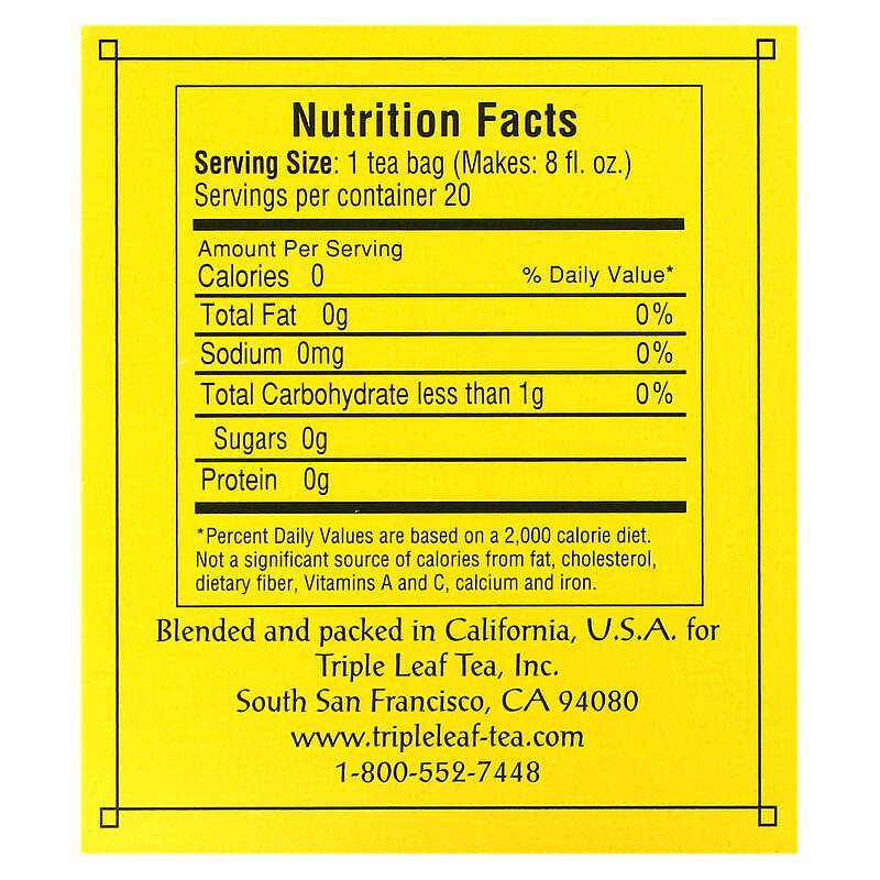 Lemon Ginger Tea, 20 Tea Bags, 1.41 oz (40 g)