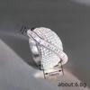 Sweet and cool new ring women, micro-inlaid zircon shiny ring S line geometric design jewelry.