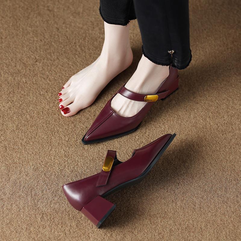 83656-3 Spring and summer popular versatile light mouth shoes retro single shoes fashion pointed temperament high heels women's shoes