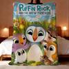 P-puffin Rock Throw Lightweight 240g Flannel Blanket Soft Skin-friendly for Summer Cooling