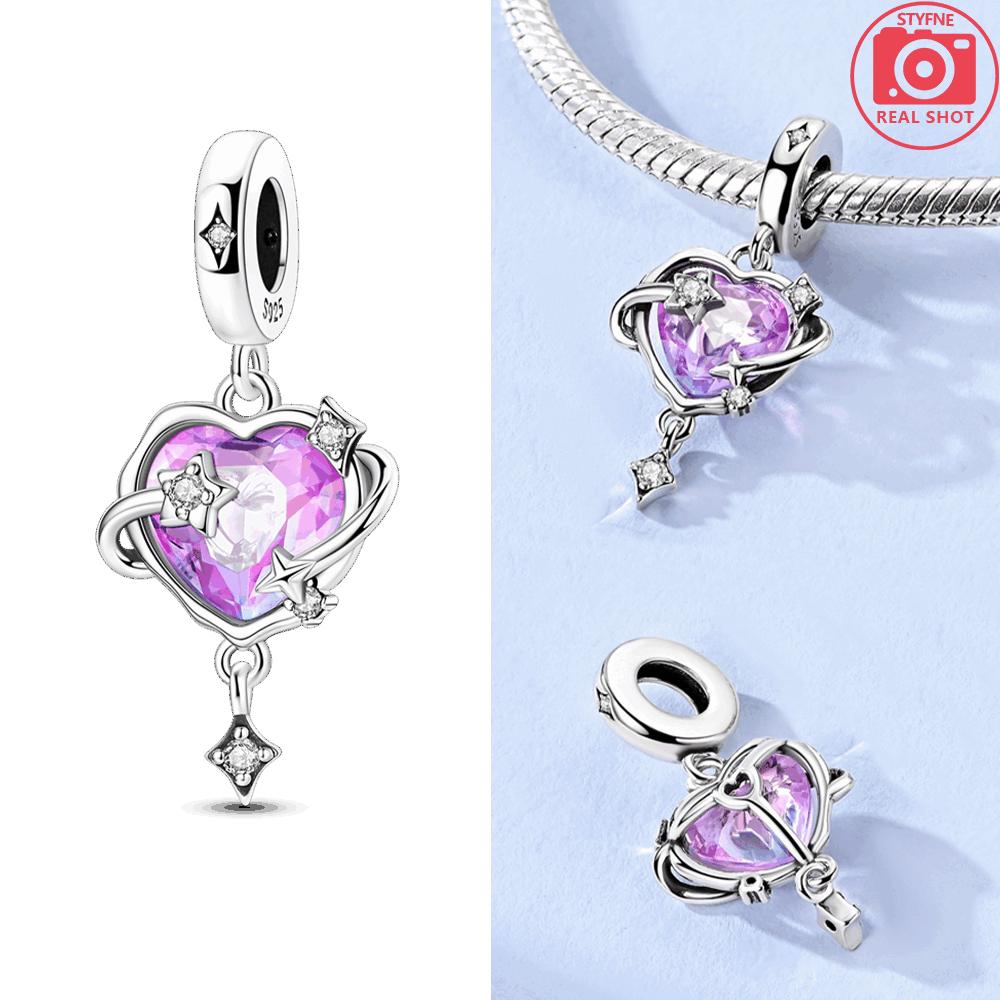 Original Pink Heart Cat Chain Locking Chain Bear Butterfly Charmscopper Bead Fit Bracelet Women Jewelry Diy Accessory Gift
