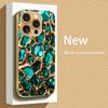 Creative Jade Gold Pattern Gold Metallic Paint Glass Phone Case For iPhone 11 12 13 14 15 16 17 Pro Max 14 Plus 17Air 16E Cover