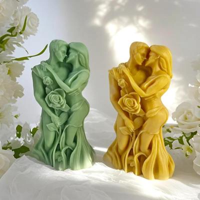 Silicone Valentine's Day Candle Mold Reusable Non-slip Couple Aromatherapy Candle Mold Easy To Demold DIY Ornaments Mold Wedding