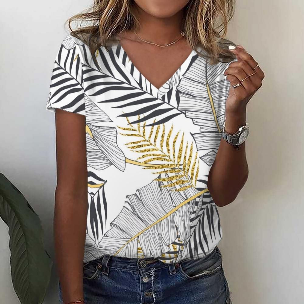 Dandelion 3D Print T-Shirts Summer Fashion Women Streetwear Casual V-Neck T Shirt Y2k Tees Top Oversized Harajuku Woman Clothing