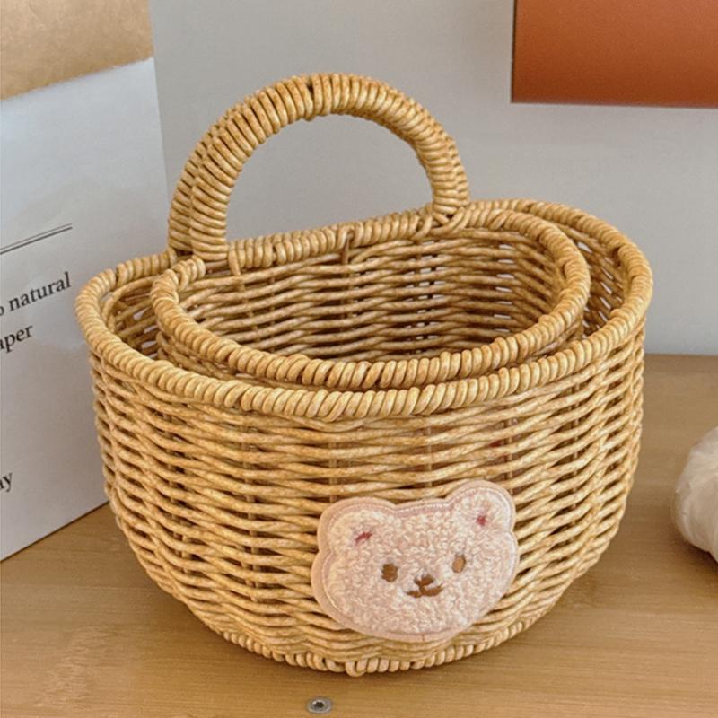 Nástěnný úložný koš Nádoba Dekorativní koš Ručně pletený Kuchyňský úložný koš Zábavný tvar Květináč Domácí dekorace