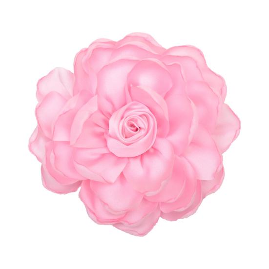 Fabric Flower Satin Rose with Flat Back Handcrafted Blooms Hat Clothes Hair Tie Accessories for DIY Craft Corsage Hairpin Brooch Headband