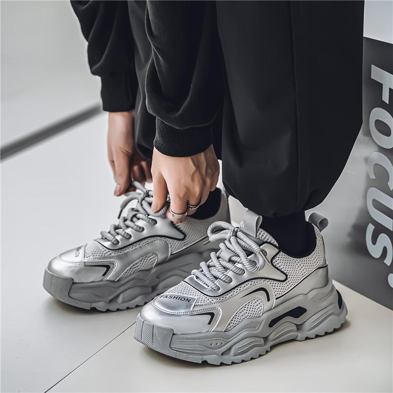 2025 Autumn New Thick-soled Heightening Dad Shoes Men's Wear-resistant and Versatile Campus Style Sports and Leisure Trendy Shoes 2025