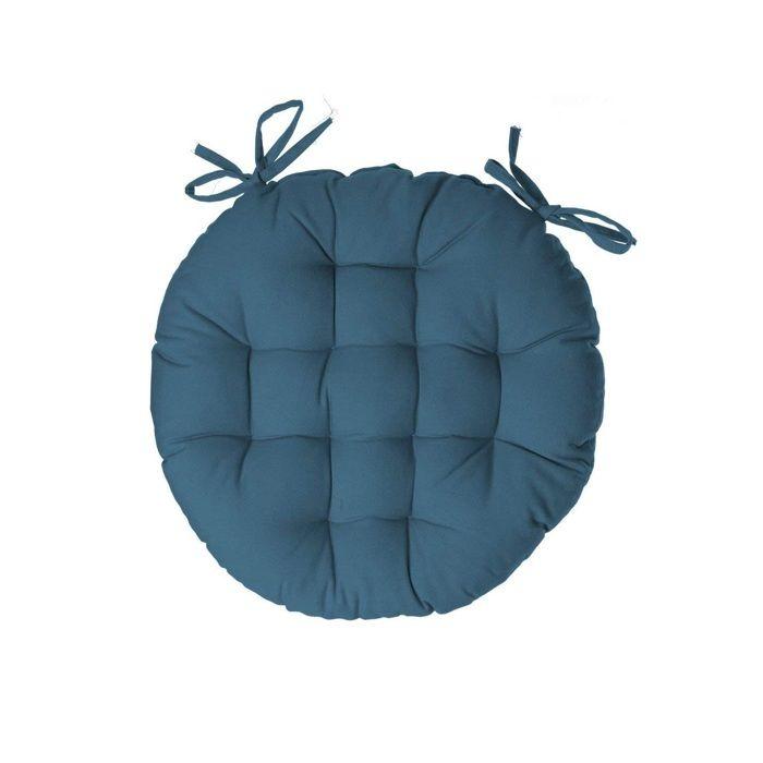 Galette de chaise ronde 38 cm bleu canard