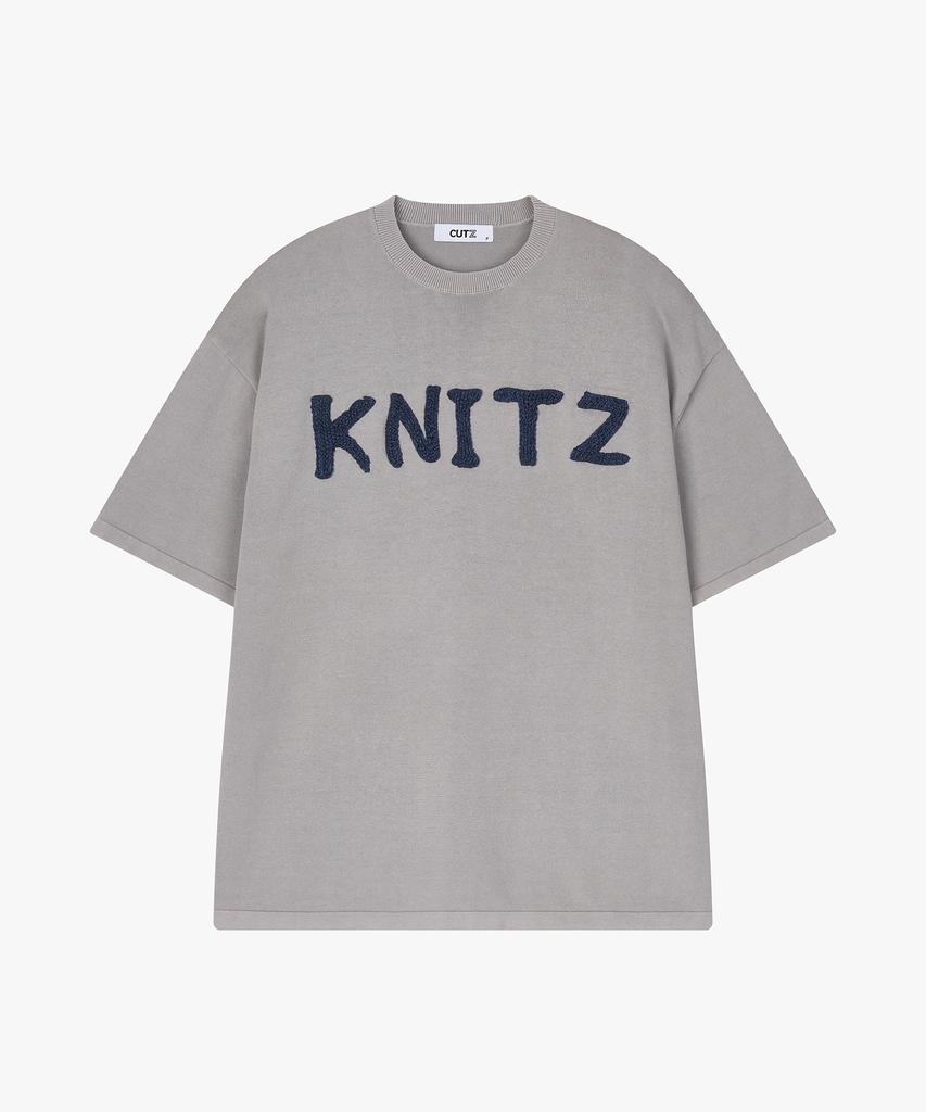 CUTZ Stone Washed Lettering Patch Short Sleeve Knit