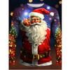 Christmas Seris Pattern T-Shirt For Men Funny Santa Claus 3D Printed T Shirts Autumn Casual Long Sleeves Loose O-Neck Tops Tees