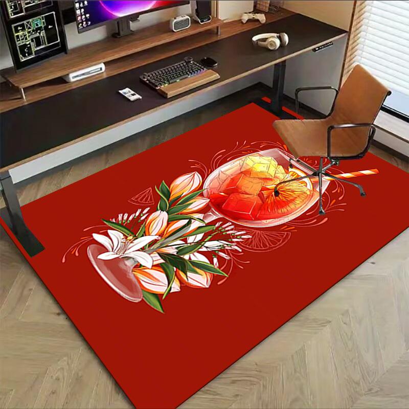 1PC Cocktail Flowers Extra Large Non Slip Floor Carpet, Office, Family, Bedroom, Studio Large Area Rug Indoor Rugs, Vibrant Colors
