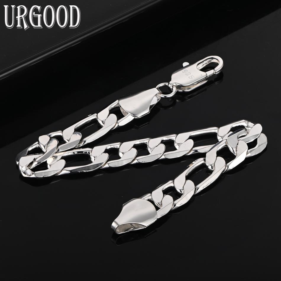 925 Sterling Silver 10mm Side Chain Bracelet Gift Wedding Jewelry
