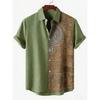 2026 Daily Men's Casual Short Sleeved Shirt with Natural Ethnic Pattern Printed Shirt Hawaii Beach Vacation Clothing