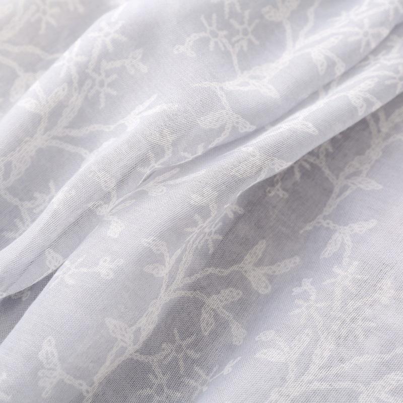 Scarf Silk Scarf Plain and Elegant Light Color Intellectual Printing Soft Sunscreen Thin Fringed Shawl Women