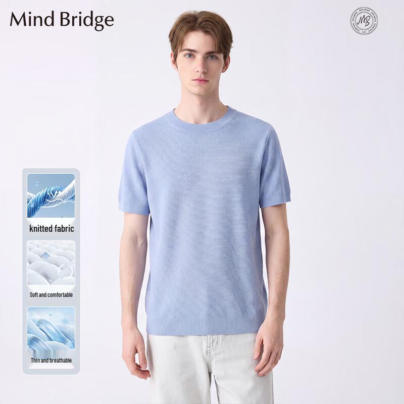 Mind Bridge Classic Knit Short-Sleeve T-Shirt L светло-синий