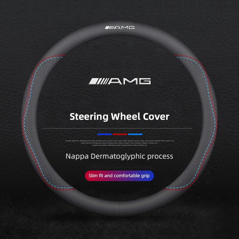 AABCR1 Car Leather Steering Wheel Cover Anti-slip Accessories For Mercedes Benz AMG GLC W203 W206 W220 W205 W211 W212 W201 W210 GLK GLE