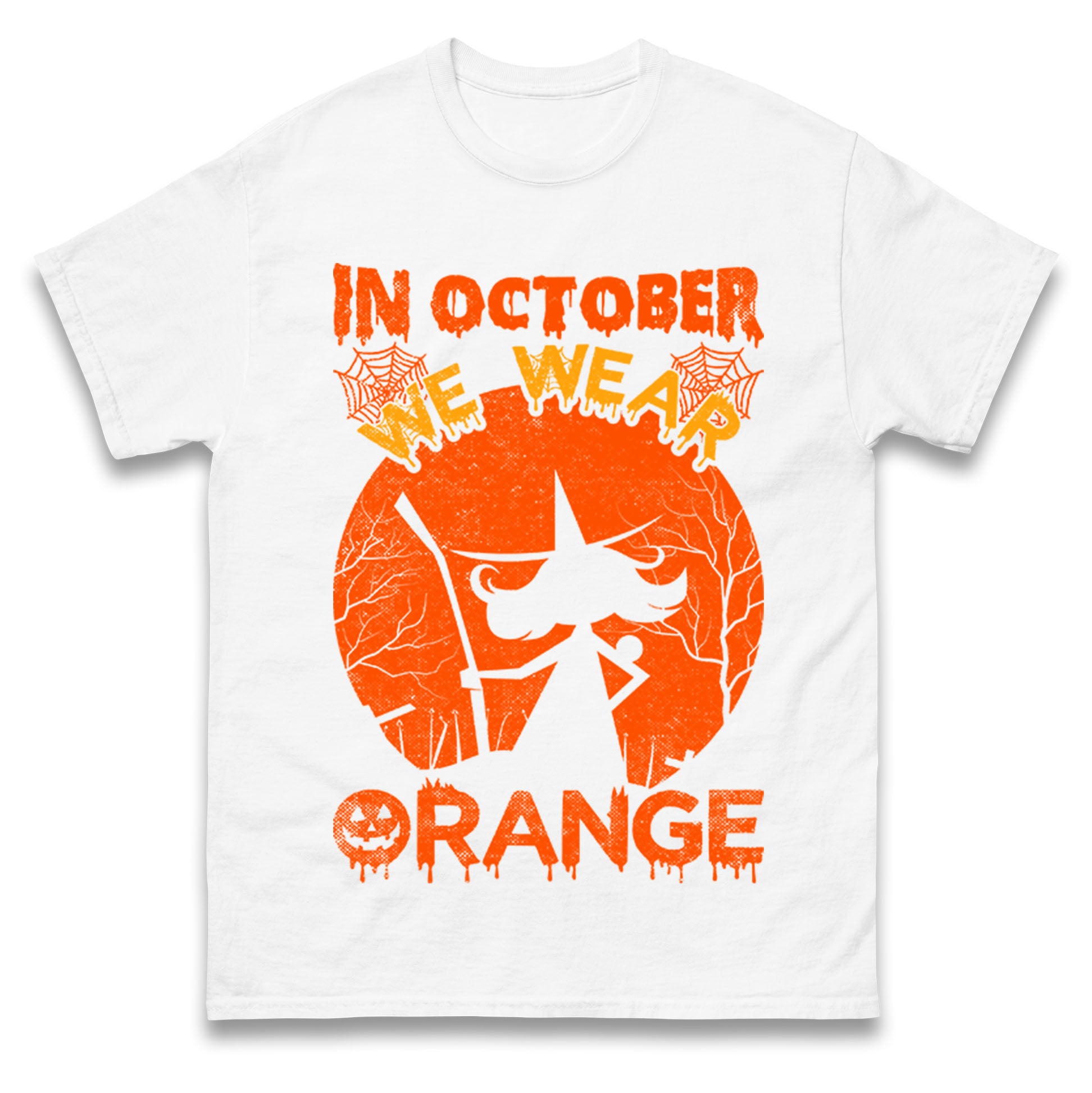 In October We Wear Orange Halloween Mens T Shirt Womens Tops Teess S