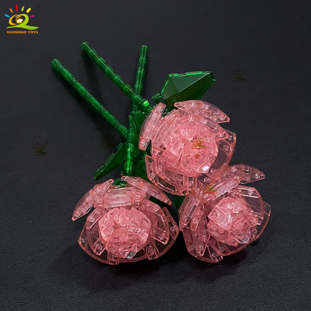 MOC Rose Flower Model Building Blocks DIY Eternal Bouquet Bricks Kits Toy For Children Girl Home Decoration Xmas Gift