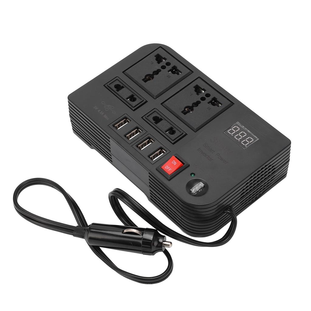 DC 12 To AC 220V Power Converter Electrical Inverter Transformer with 4 USB Ports and 4 Outlets