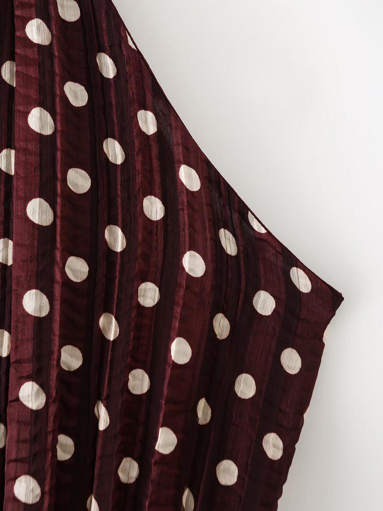 2026 European Spring Polka Dot Halter Neck Midi Dress for Women