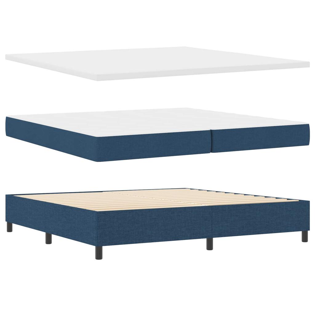 Box Spring Bed with Mattress and LED Blue 200 X 200 Cm Fabric