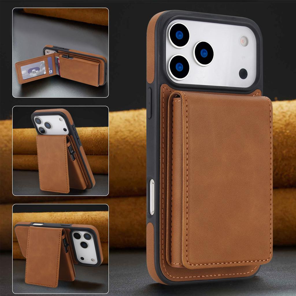 2 in 1 Detachable Magnetic Leather Wallet Card Solt Phone Case For iPhone 17 Pro Max 16 Plus 15 14 13 Kickstand RFID Bag Cover