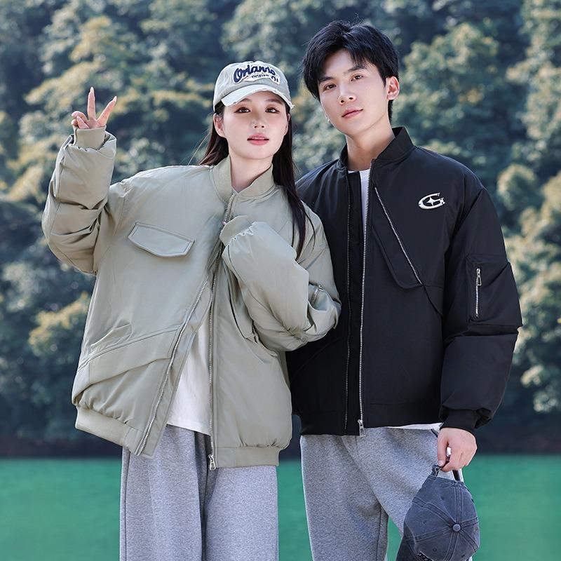 Real Shot Couple Street Cotton Clothes Design Sense Baseball Flight Clothes Women's Loose Tooling Jacket Jacket