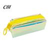 Rainbow Gradient Pen Bag Iridescent Holographic Pencil Case, Transparent Stationery with Wide Correction Tape Holder Case U-Shaped Zipper, Large