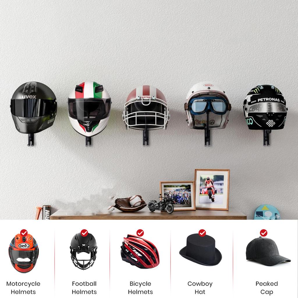 Motorcycle Helmet Rack Wall Mount Stain Steel Helmet Holder 180 Rotation Hanger with Double Hook Bike Helmet Holder Dropshipping