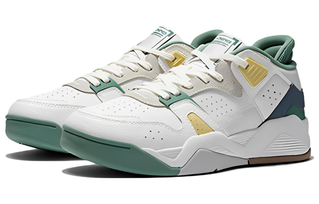 Li Ning Abrasion Resistant Low top Vintage Basketball Shoes Women's White Green AGBS032-2
