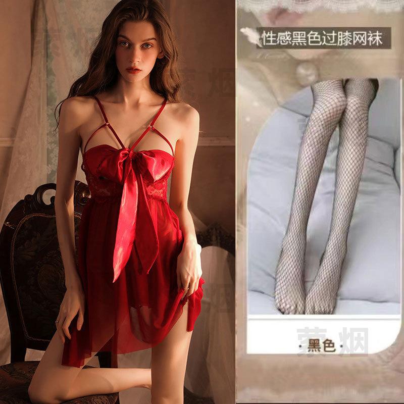 Sex underwear women's sexy large size lace backless uniform new temptation bow passion suit