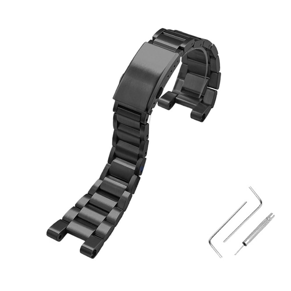 Solid Stainless Steel Strap Compatible with and [syzynicy] G-SHOCK GST-B100/S110, GST-410/210, GST-W100/W300 (Black)