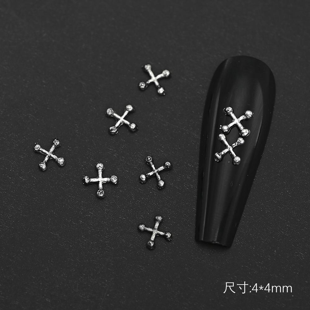 100/20/10 szt. Złote/Srebrne Metalowe Krzyżyki Ze Stopu Ozdoby do Paznokci 3D Punkowy Styl Krzyż Kształt X DIY Dekoracja Paznokci Akcesoria do Paznokci