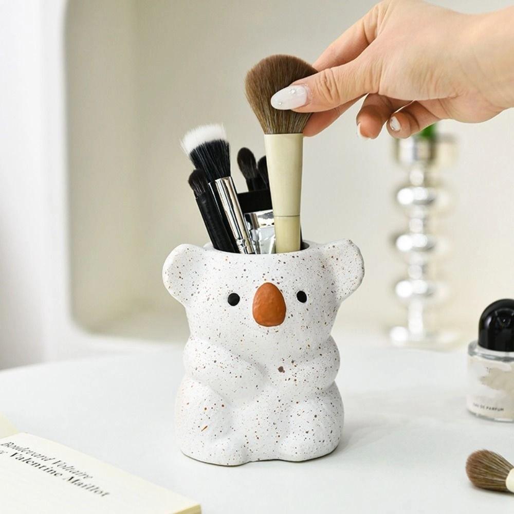 Plastic Koala Storage Box Multi-function Makeup Brush Cylinder Koala Pen Holder  Office