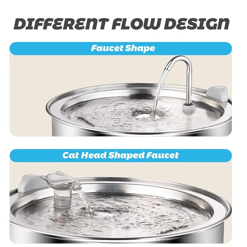 ABMH Stainless Steel 8L Large Capacity Cat Water Fountain, Dog Drinking Dispenser with Filter for Pets