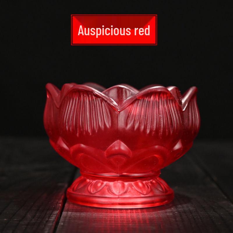 Colorful Lotus Crystal Glass Ghee Lamp Holder for Buddha Offering