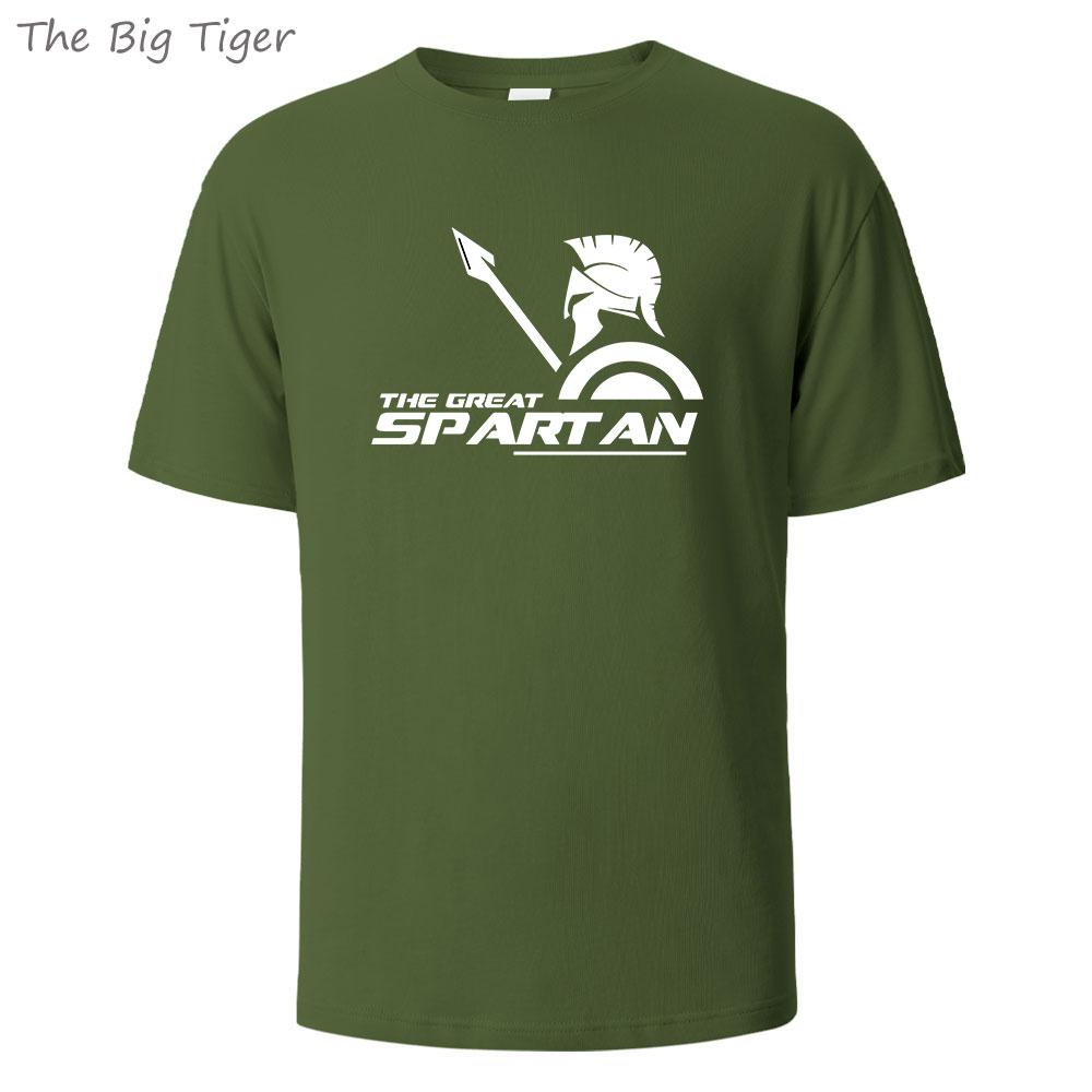 Spartan Printing Summer Cotton Mens Tee Lightweight Round Neck Breathable Fabric Casual Simple Style Tshirt Men TShirt
