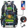 Plants vs USB Headphones Backpack for Teens Students Casual Travel Daypack Unisex Large Capacity Waterproof