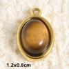 5pcs Real Natural Stone Tiger Eye Charm Sun Eye Oval Boho Pendant Gold Color Stainless Steel Pendants For Jewelry Making Finding