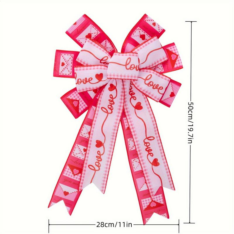Valentine's Day Ribbon Bow Wreath Red Pull Bows Decor Romantic Atmosphere Indoor Outdoor Decoration for Valentine's Day Parties