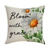 Linen Throw Pillow Cover with Daisy Floral Print and Home Sweet Home Text 45x45cm Decorative Cushion Case for Sofa Bed Living Room