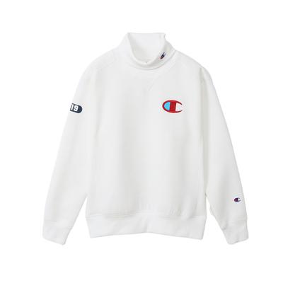 Sweat-shirt long à col roulé en tissu éponge antibactérien et anti-odeurs avec logo graphique [Champion], manches, résistant, extensible, maintien, imprimé, Techweave(R)