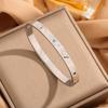 European-American Fashion Rhinestone Titanium Steel Bracelet - Non-Fading Stainless Steel, Simple Open Design.