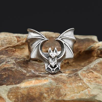 Fashion Vintage 316L Stainless Steel Cute Bat Rings for Men Women Punk Biker Animal Ring Creative Party Amulet Jewelry