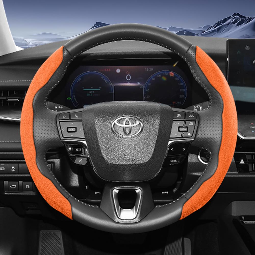 Suitable for Toyota Sports Suede Steering Wheel Cover with Split Snap-On Design for Rav4 Hilux Camry Yaris Corolla Cross Kluger Grand Highlande
