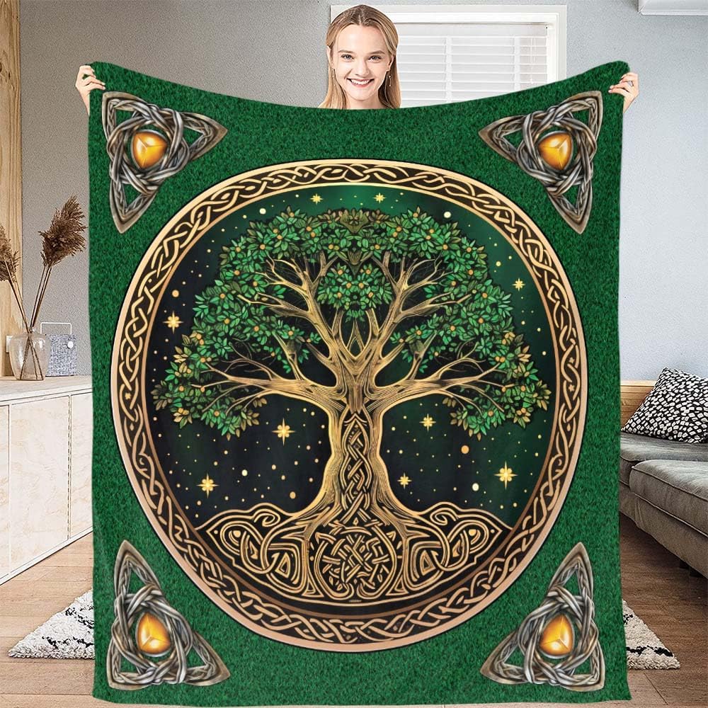 Yggdrasil blanket Norse mythology design tree of life pattern soft throw boho decor bedroom textile mystical accessory