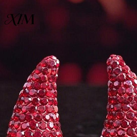 Rhinestone Devil Horns for Halloween Magnetic Hair Accessories Cosplay, Sparkling Detachable Horn Ornaments 3D Clips with Strong Suction Holiday