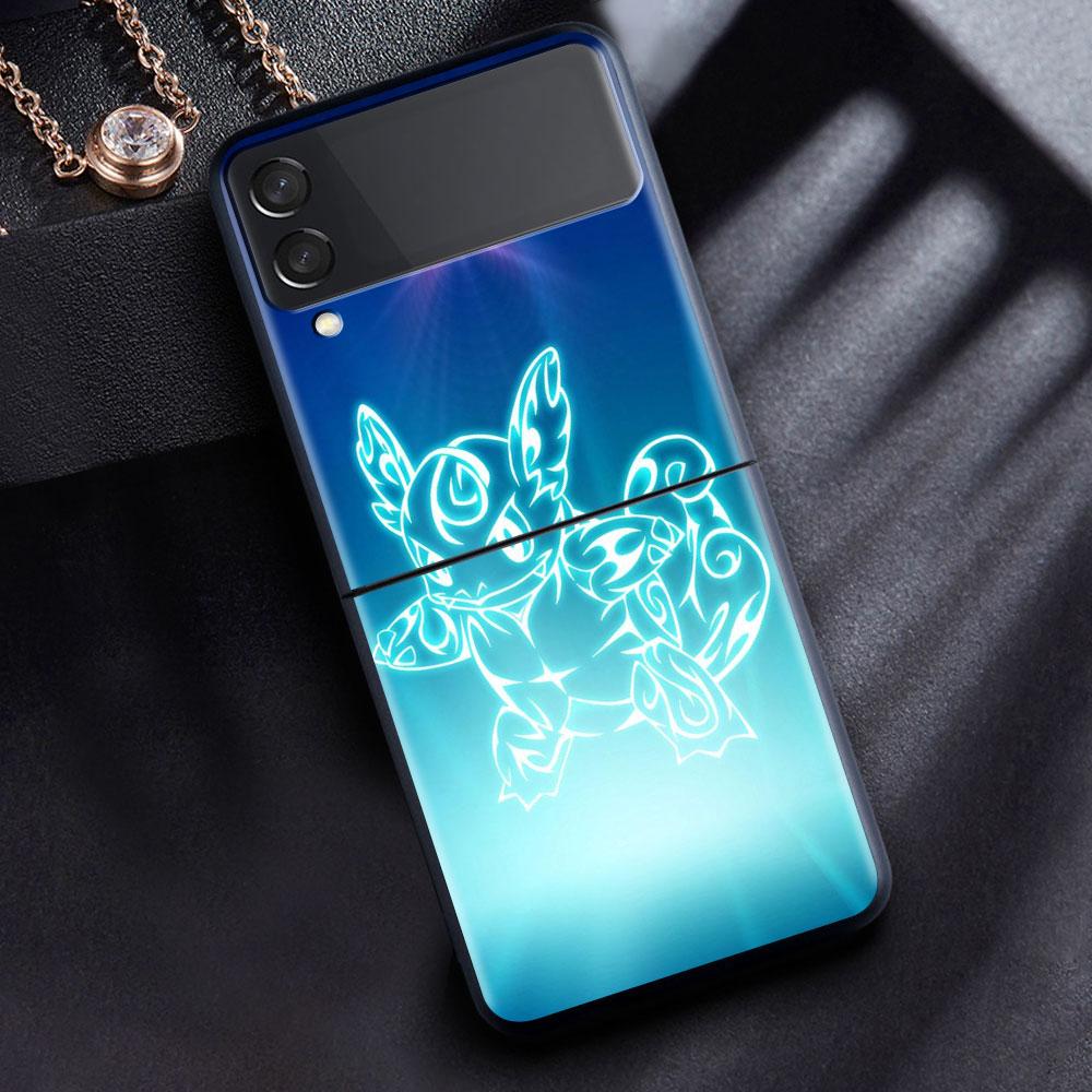 Anime Pokemon Japan Cell Case For Samsung Galaxy Z Flip 3 4 5G Fashion Z Flip3 Luxury Black Hard Back Phone Coque Cover