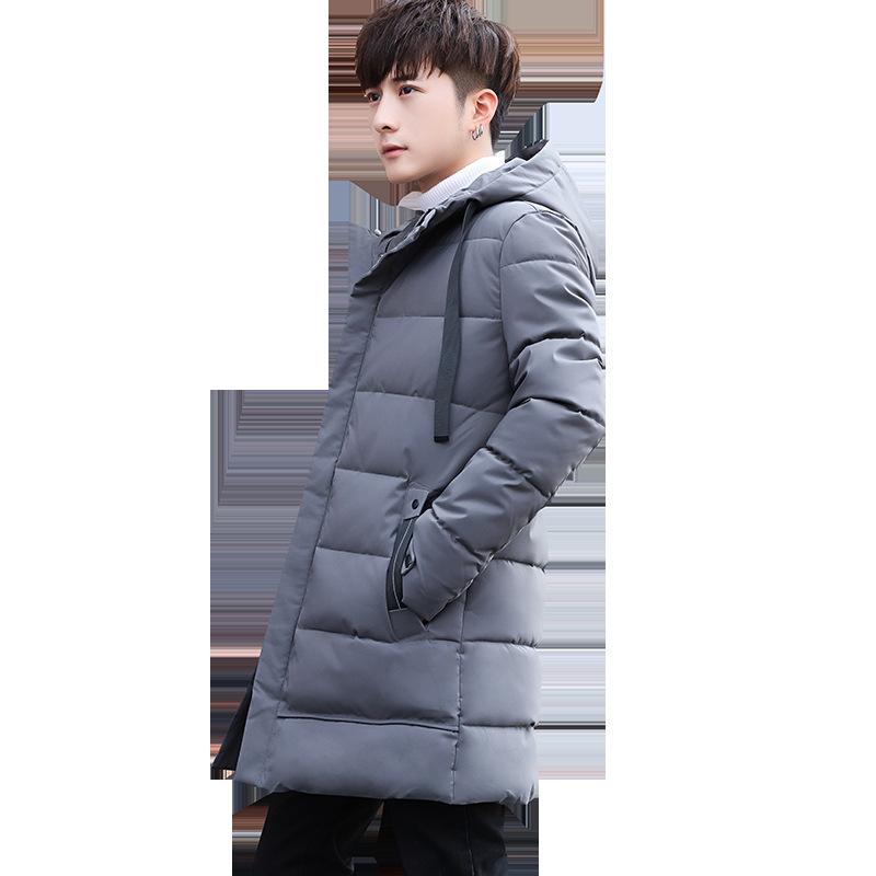 Large Size Men's Jacket Men's Cotton-padded Jacket Medium and Long Casual Hooded Cotton-padded Jacket Men's Thickened Jacket